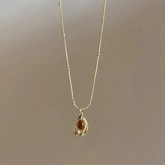 Wholesale Baroque pearl crescent silver necklace summer color zircon moon clavicle necklace