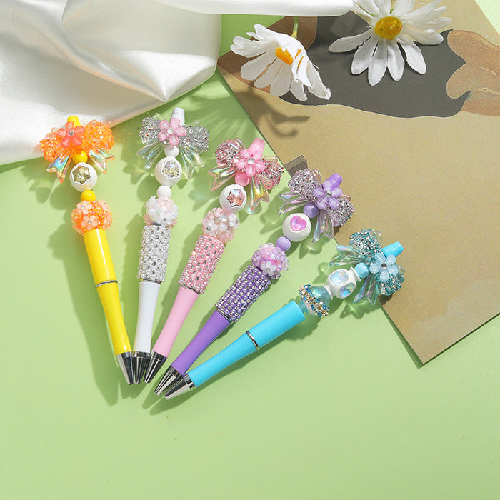 Wholesale 10pcs Beaded Pens Colorful Handmade Beaded Twisting Flower Butterfly Ballpoint Pen JDC-PN-FC004