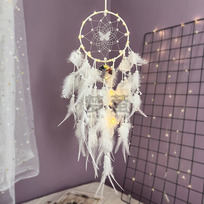 Wholesale Butterfly Gradient Dream Catcher with Crystal Stones and Life Tree Feather Hanging Ornament MOQ≥2