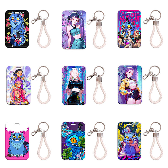 Wholesale 5 pcs KPOP Women' s Lanyard Hard Case Multi-functional Protective Card Holder Keychain