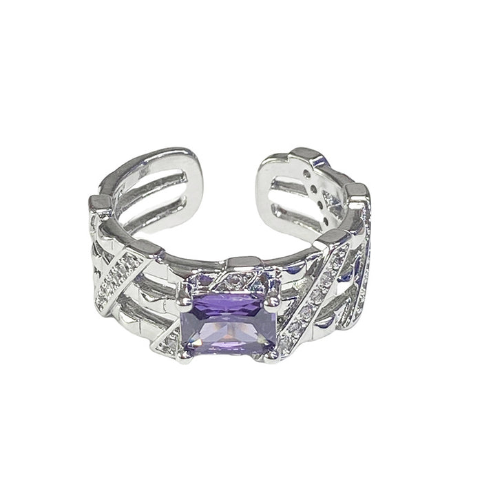 Wholesale Light luxury purple diamond zircon series temperament versatile open ring with niche design sense