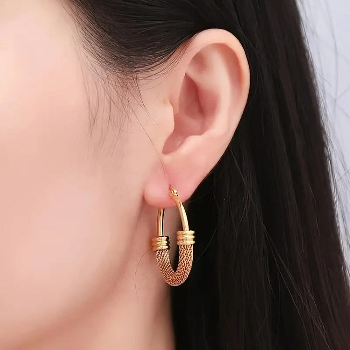 Wholesale Stainless steel mesh rice ear earrings