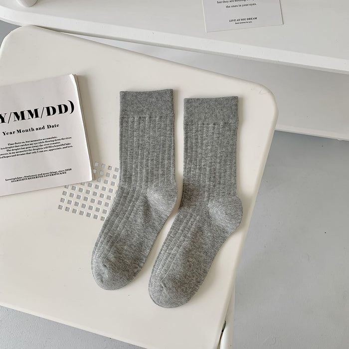 Wholesale Socks with vertical stripes in the middle tube, cotton versatile long tube