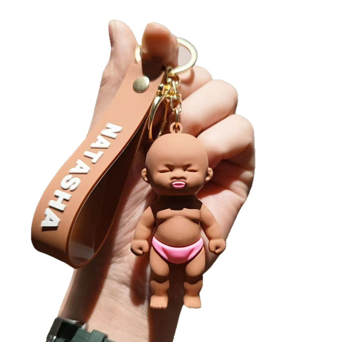 Wholesale Stylish Funny African Doll Keychain Pendant PVC Stress Relief Natasha Figure Car Key Accessory Bag Charm Decorative Gift