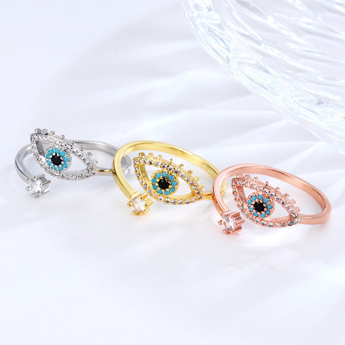 Wholesale Niche design  Evil Eye Open Heart Ring