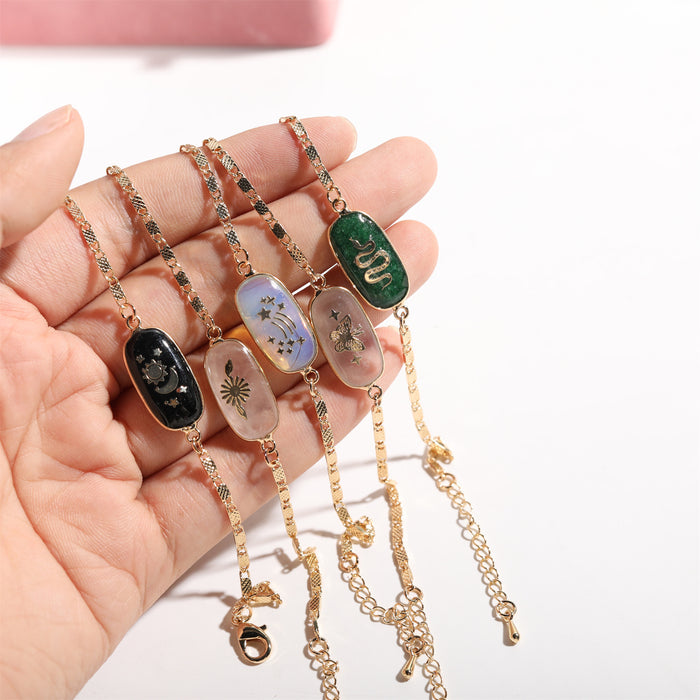 Wholesale Natural Stone Gem Necklace Butterfly Star Moon Love Snake Flower Planet Bracelet