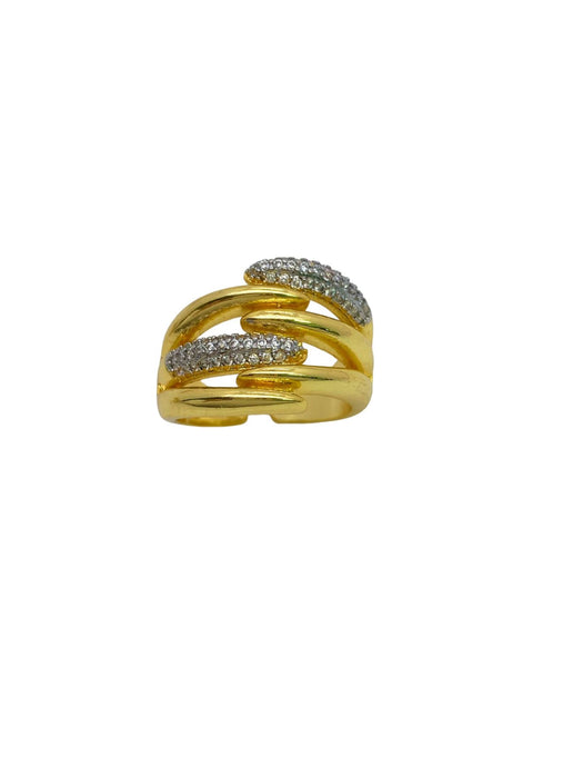 Wholesale Zircon inlaid Cuban ring, simple and fashionable gold-plated couple ring, trendy accessory