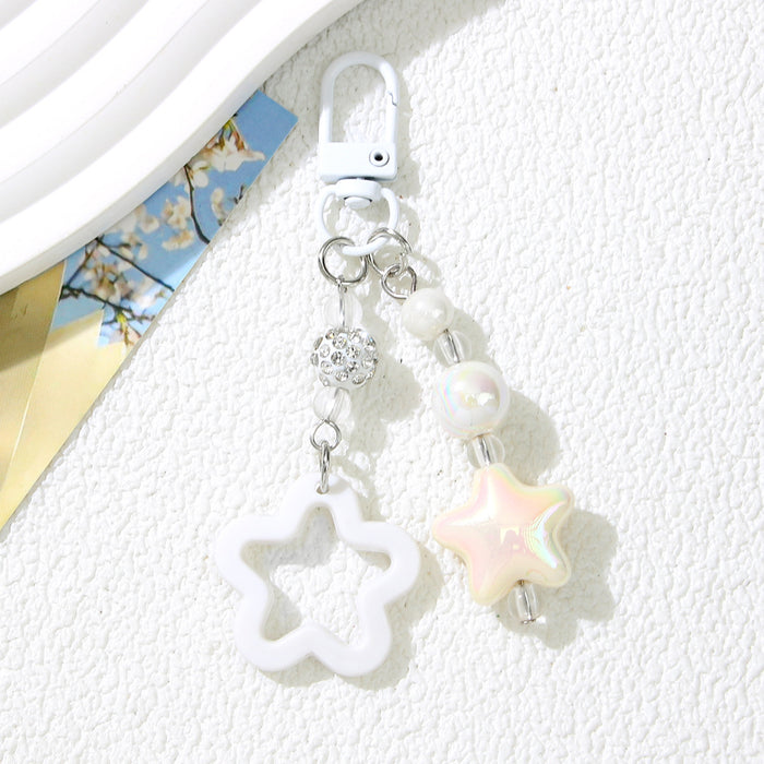 Wholesale Acrylic Star Keychain Black Handmade Beaded Bag Charm Fashion Accessory MOQ≥2