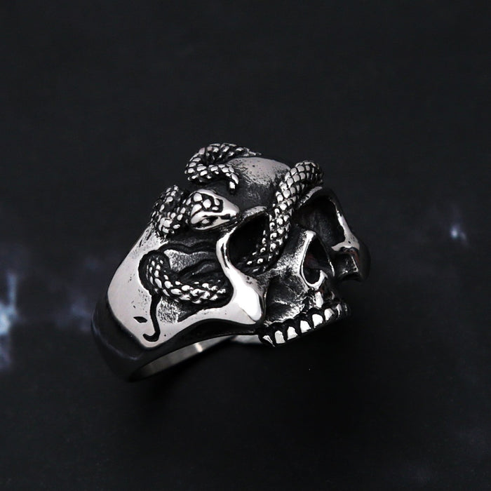 Wholesale Hip Hop Skull Snake Ring Gothic  Dark Style Jewelry Accessory Gift