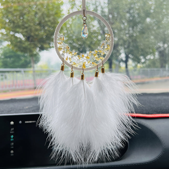 Wholesale Feather Crystal Dreamcatcher Car Hanging Ornament MOQ≥2