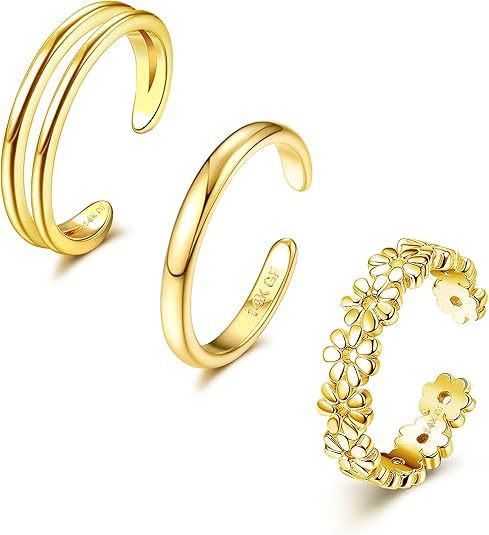Wholesale Simple opening adjustable ring, electroplated real gold living ring set, foot ring
