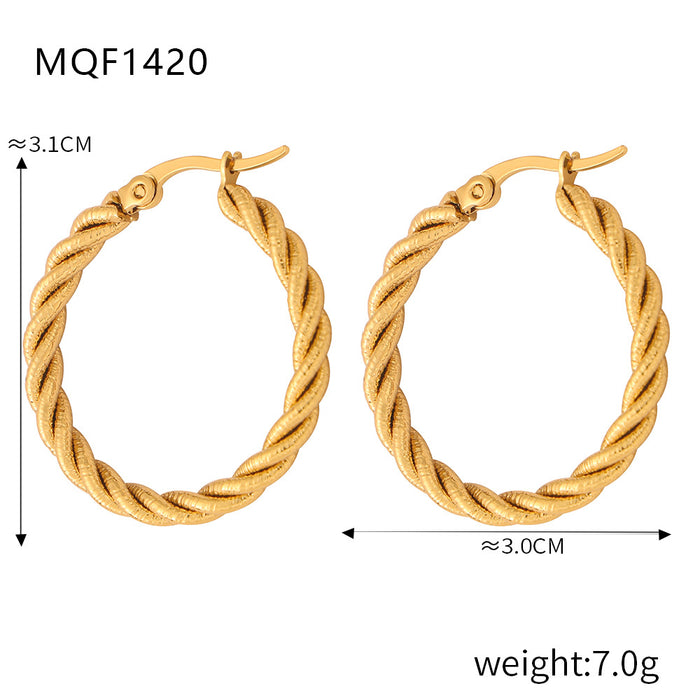 Wholesale Cold and elegant style, simple and personalized jewelry, geometric twist texture design, titanium steel O-ring