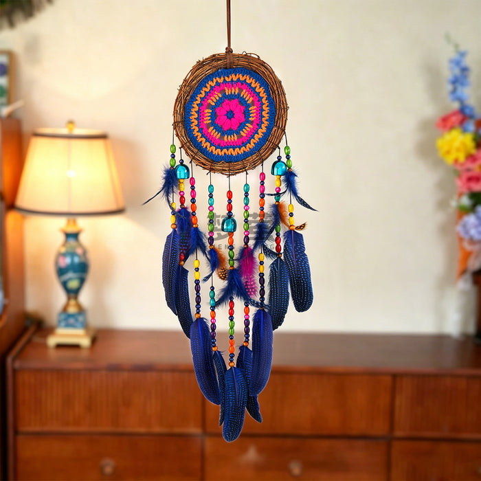 Wholesale Bohemian Crochet Flower Dreamcatcher Wall Decor with Feathers and Beads MOQ≥2