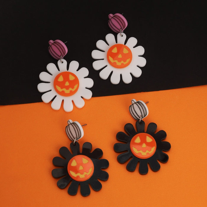 Wholesale  Acrylic Earrings Pumpkin Skull Flower Earring Set Dark Gothic Style
