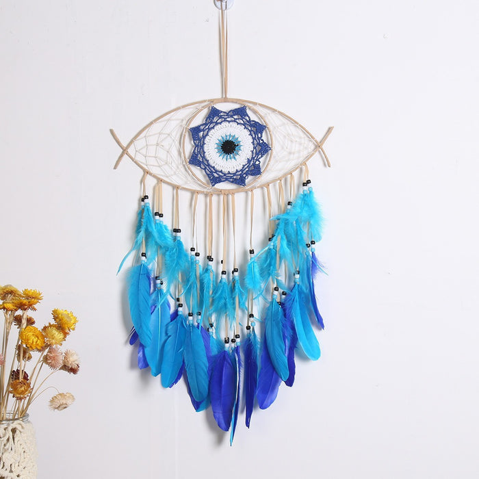 Wholesale Bohemian Evil Eye Dream Catcher Wall Decor Blue