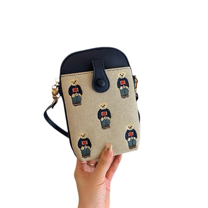 Wholesale All-match Bear Mobile Phone Bag Shoulder Crossbody Square Bag JDC-SD-CB025