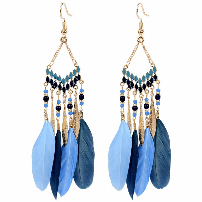 Wholesale Alloy Bohemian Feather Earrings JDC-ES-Gumi010