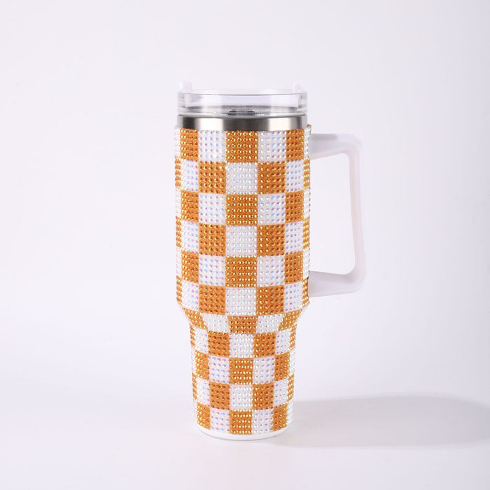Wholesale Checkerboard Rhinestone 40oz Insulated Tumbler Stainless Steel