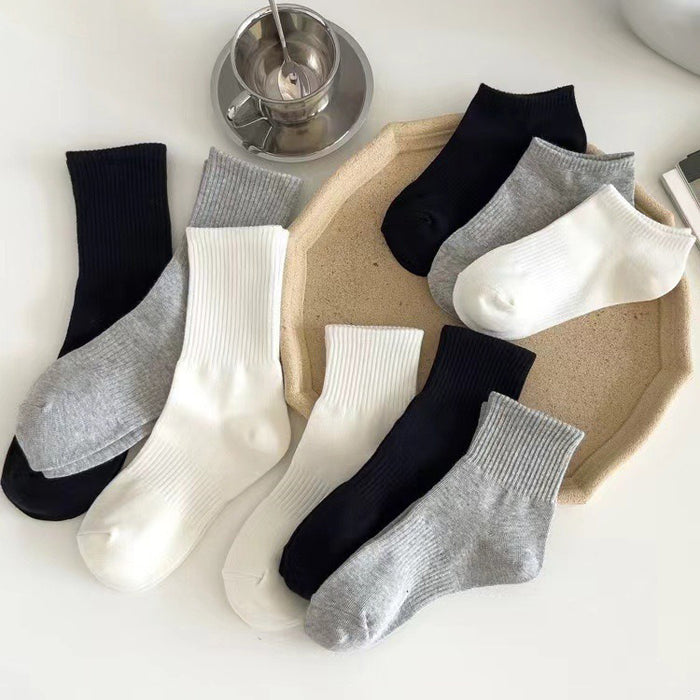 Wholesale Black, white, gray socks, cotton socks, long stockings, breathable, sweat absorbing, men's and women's solid colors