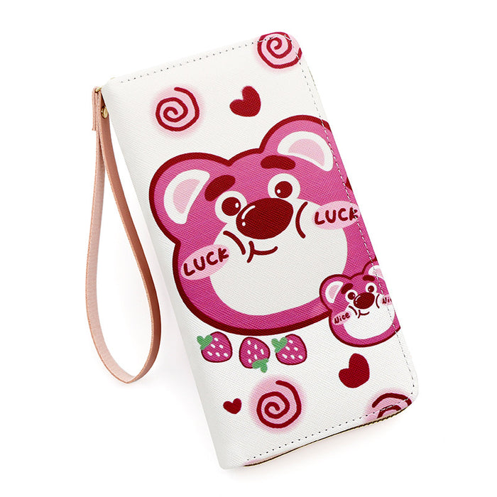 Wholesale   Cute Long Cartoon Wallet Student  Large Card Zipper Mobile Phone Bag Clutch Bag