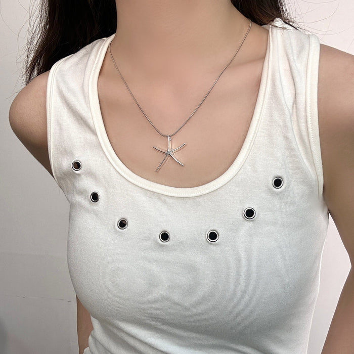 Wholesale Star Flower Necklace Bag Pendant Sense Long Neckchain Keychain Pendant