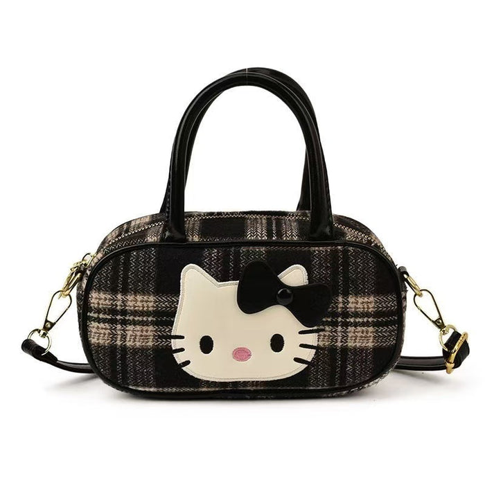 Wholesale Women's Plaid Cartoon Cute Cat Shoulder Bags HandBag