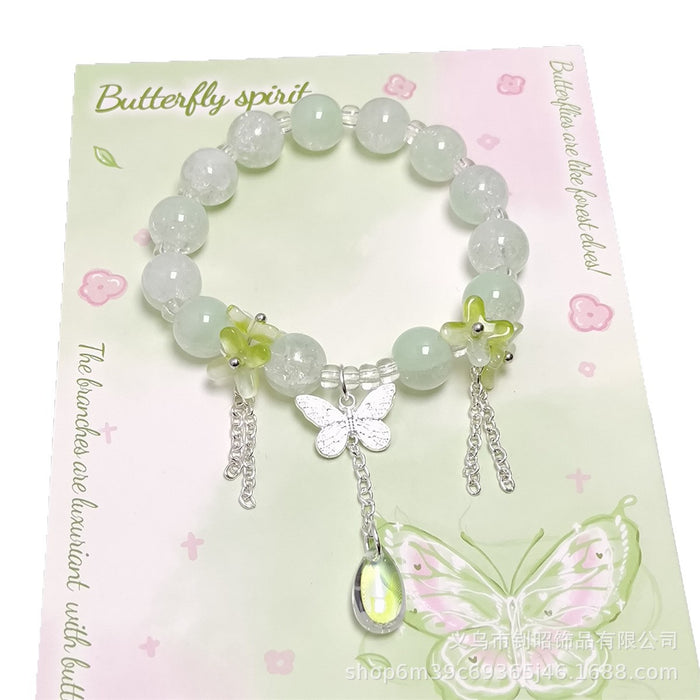 Wholesale Glass Crystal Butterfly Water Drop Bracelet Fashion Accessory