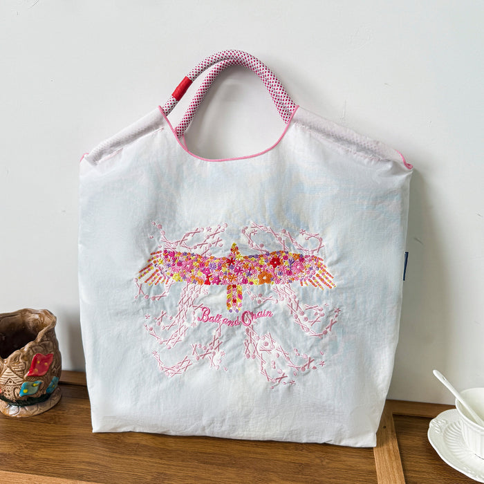 Wholesale Cartoon Embroidered Bag Embroidered Canvas Bag Large Capacity Shopping Bag Shoulder Bag
