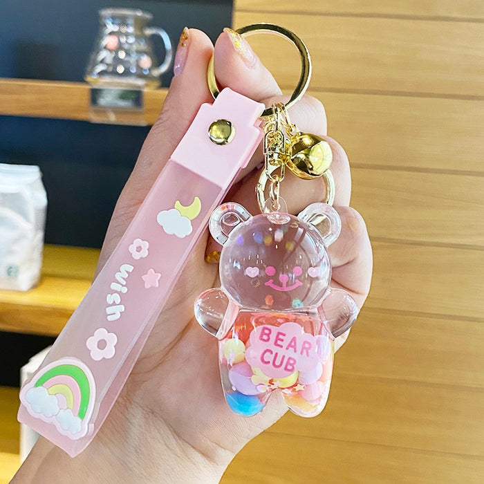 Wholesale Oil-flowing Quicksand Sakura Keychain