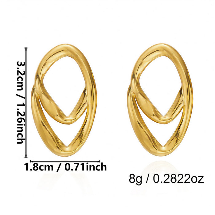 Wholesale Stainless Steel Irregular Geometric Earrings Vintage Lava Liquid Metal C-Shape Hoops