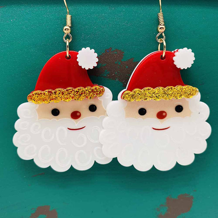 Wholesale Christmas Acrylic Santa Claus Asymmetric Earrings JDC-ES-Chengy042