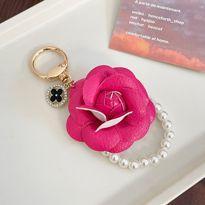 Wholesale Camellia Pearl Diamond Keychain JDC-KC-CH112