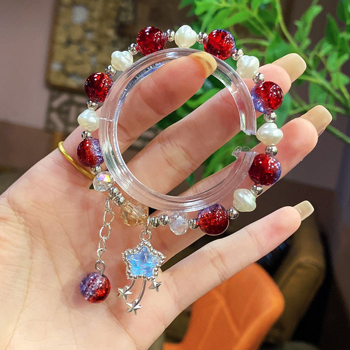 Wholesale Star Glass Bead Bracelet Chic Forest Sweet Theme Fashion Jewelry Accessory MOQ≥3