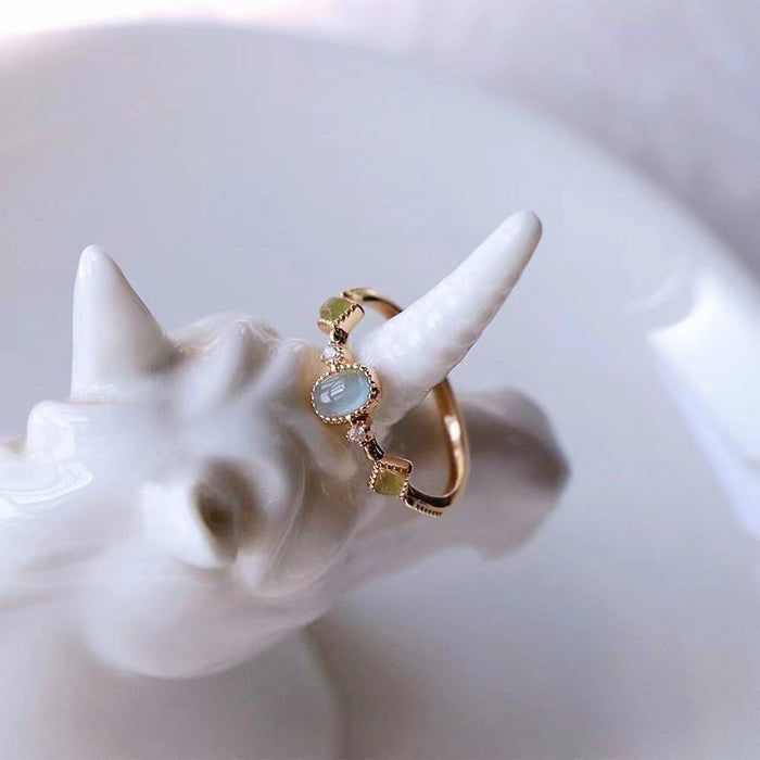 Wholesale Glass colorful gemstone open ring, fashionable, simple and adjustable ring