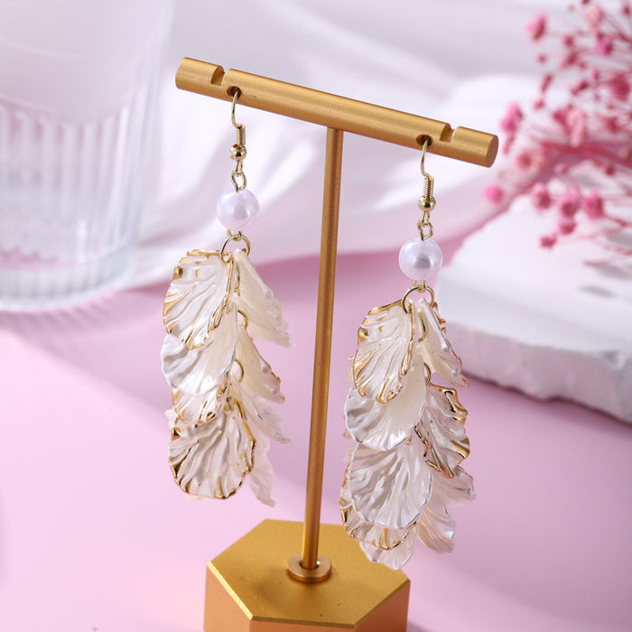 Wholesale Flower Tassel Zircon Earrings Copper Fashion Accessory MOQ≥2