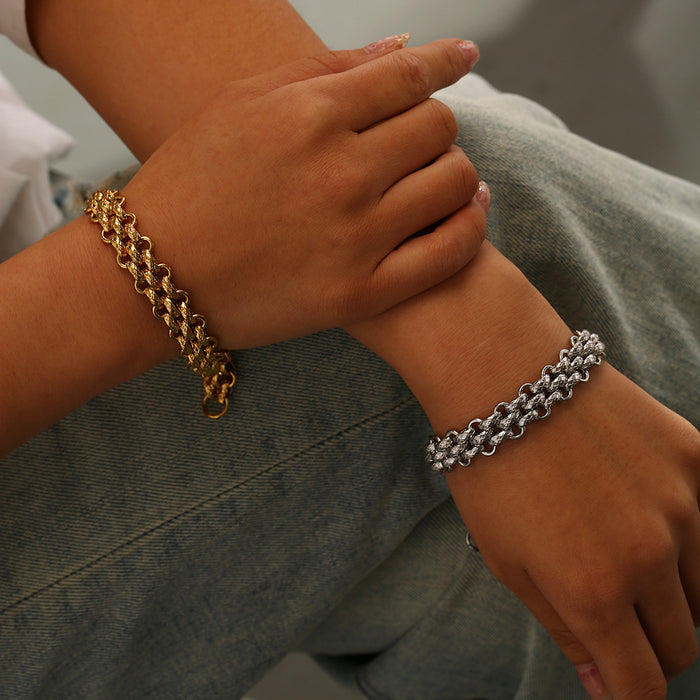 Wholesale Personalized stainless steel exaggerated style chain bead circle bracelet that does not fade