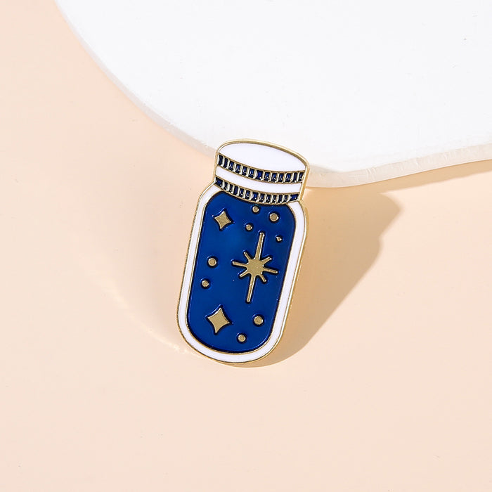 Wholesale Metal Wishing Bottle Brooch Starry Sky Cartoon Design Electroplated Finish Stylish Bag Pin For Students And Everyday Use