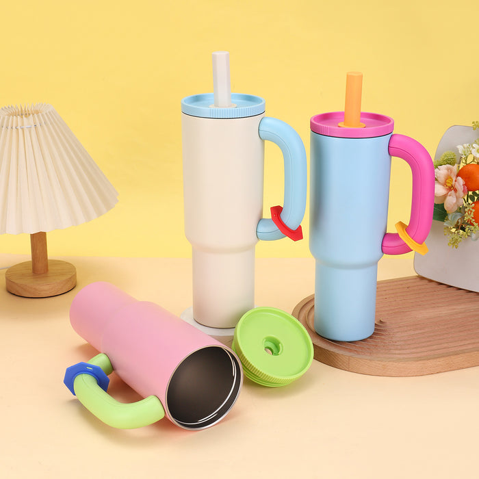 Wholesale 40oz Ice Bullies Cup with 304 Stainless Steel Handle Straws in Various Bright Colors