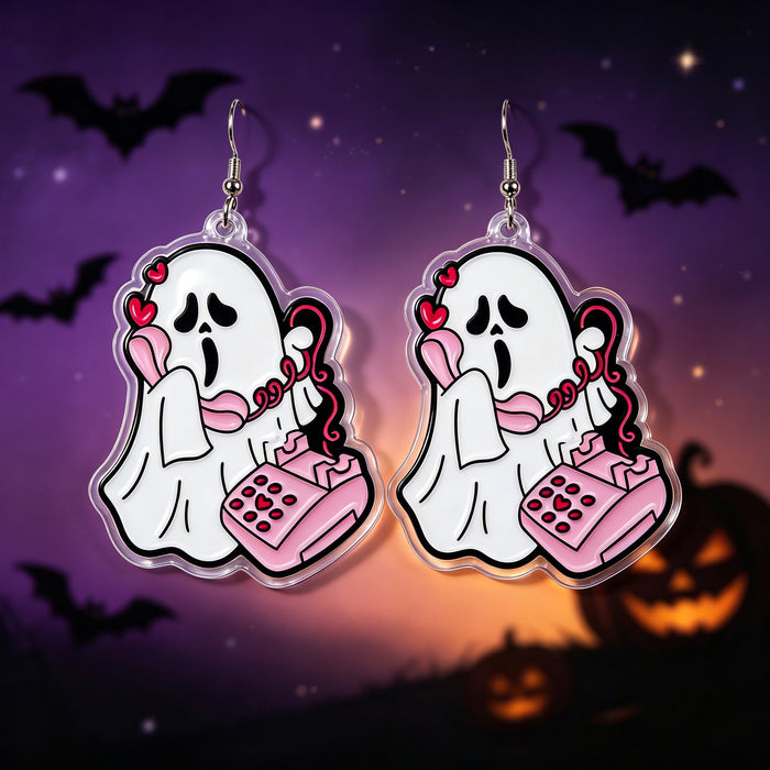 Wholesale  Ghost Acrylic Earrings Funny Cartoon Design Party Jewelry Accessory