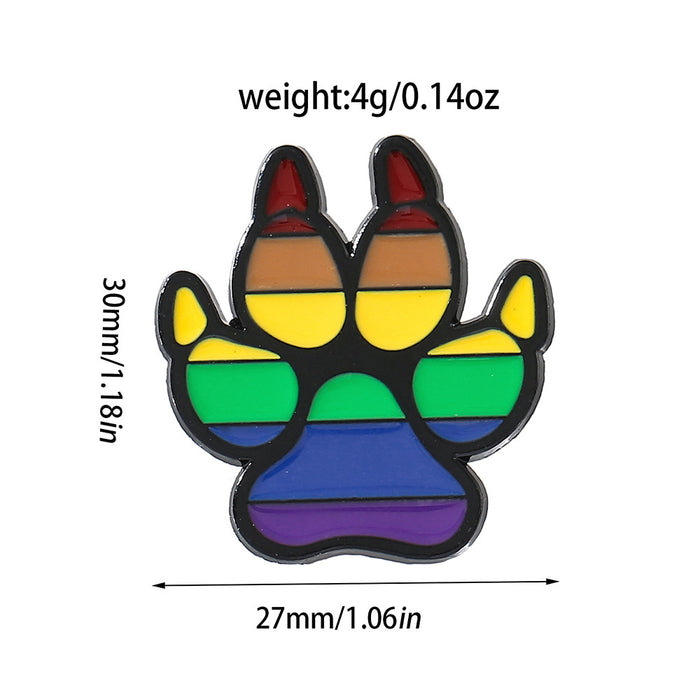 Wholesale Rainbow Animal Paw Brooch Metal Pin Fashion Decorative Accessory For Shoes Clothing Boutique Gift