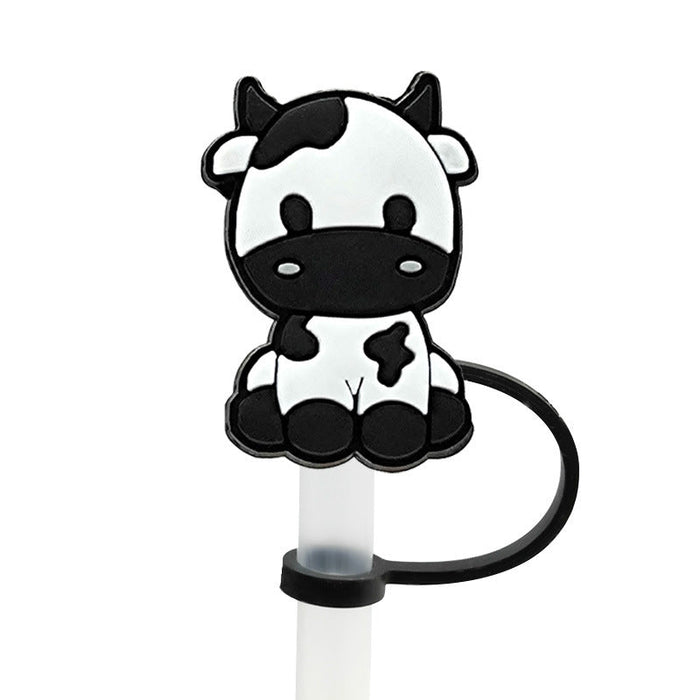 Wholesale 10PCS Cartoon Cow Milk Box Silicone Dustproof Straw Stopper JDC-SCR-KuaJi018