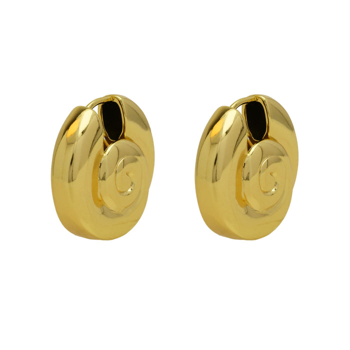 Wholesale 2PCS 18K Gold Brass Exaggerated Spiral Snail Earrings JDC-ES-BaiYi011