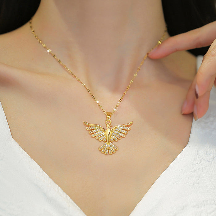 Wholesale Light Luxury Phoenix Titanium Steel Necklace JDC-NE-LG035