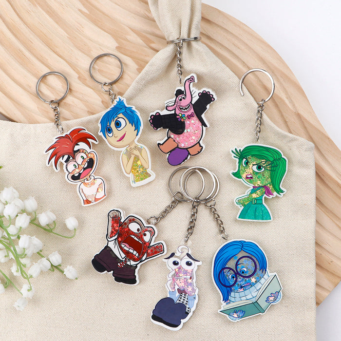 Wholesale Cartoon Acrylic Shaker Liquid Sand Keychain