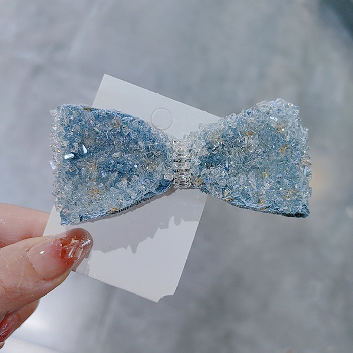 Wholesale blue bow full crystal Hair Clips hair accessories
