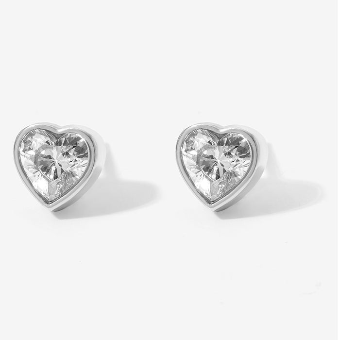 Wholesale Stainless Steel Zircon Heart Water Drop Earrings For Women Everyday Jewelry Gift