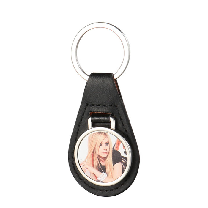 Wholesale Blank aluminum heat transfer photo keychain pendant leather color printing