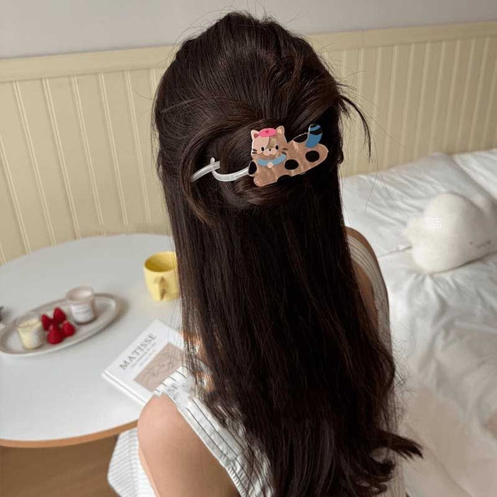 Wholesale Cartoon Cat Twist Clip Clip Women's  New Back of Head Hair Clip  Girl Ponytail One-word Clip