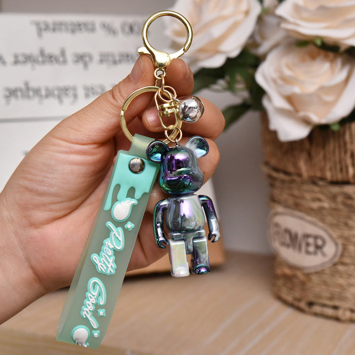 Wholesale Acrylic Colorful Bear Keychain Pendant Cartoon Couple Doll Backpack Car Keychain Small Gift