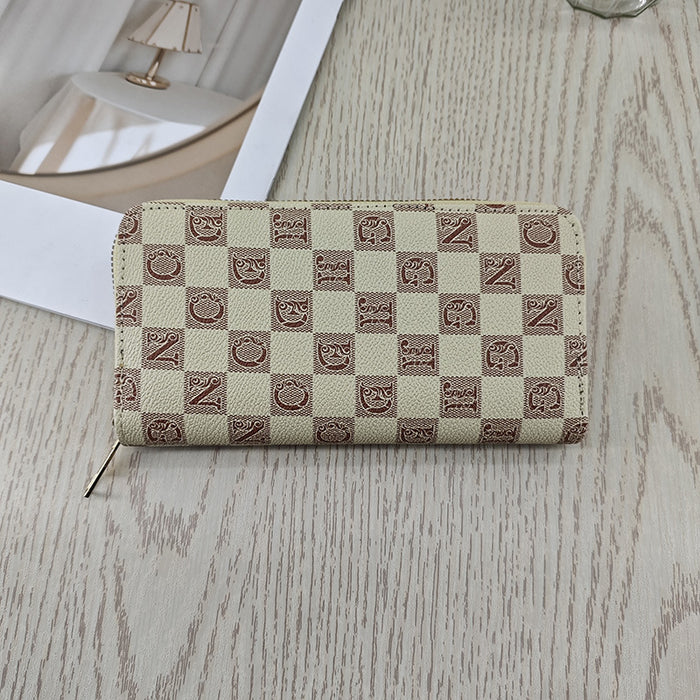 Wholesale Faux Leather Women S Long Wallet Pink Letter Print Zip Around Retro Style Casual Fashion Accessory